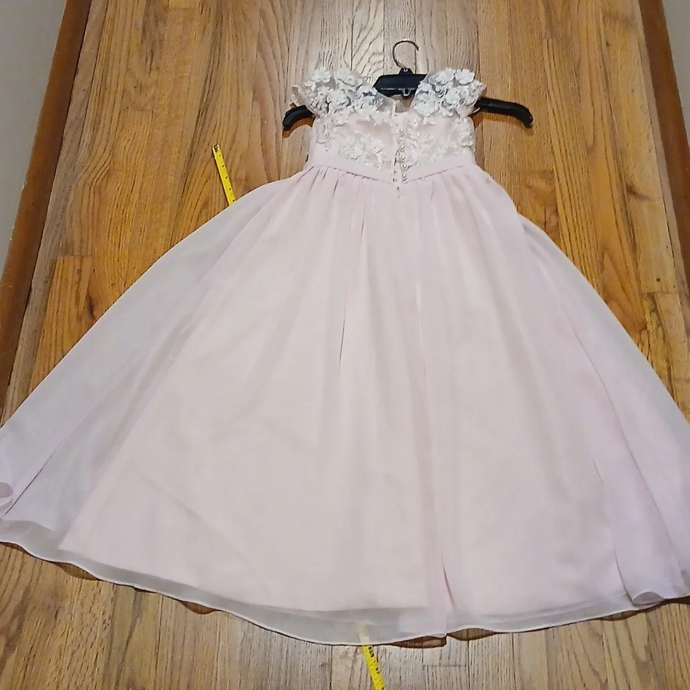 Elegant Pink Lace Kids Dress Size 6x (39 Inches) Top To Bottom Little Girls Dres - Picture 6 of 8